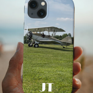 Monogram Vintage 1928 Travel Air-vliegtuigfoto iPhone 13 Hoesje