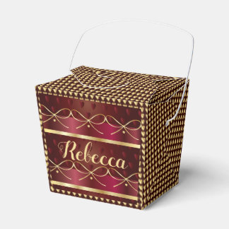 Monogram Vintage Burgundy Color Decor Luxury Gold Bedankdoosjes