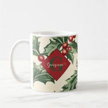Monogram Vintage Kerst Holly & Bessen Patroon