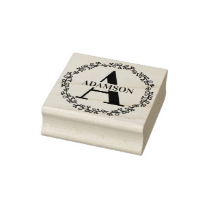 Monogram Vintage Krans Familiemonogram Naam Rubberstempel
