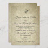 Monogram Vintage Papier | Uitnodiging Huwelijksfee (Voorkant / Achterkant)