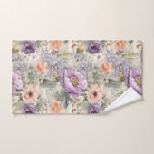 Monogram Vintage Pêche Violet Floral Shabby Chic (Serviette à main)