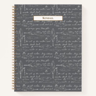 Monogram Vintage Pen en Inkt Aangepaste Naam Schri Notitieboek