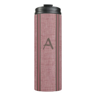Monogram Vintage Rode Neutrale Linnen Ontwerp Thermosbeker