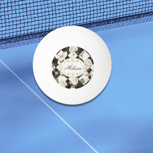 Monogram Vintage Roos Bloemen Zwart Witte Diamant Pingpongballen