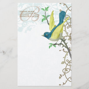 Monogram Vintage Vogel Vintage Schatten Briefpapier
