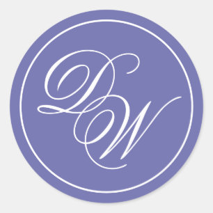 Monogram Violet Paarse 2 Initialen Kalligrafie Ronde Sticker