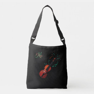Monogram Violin en Muzieknoten Canvas tas