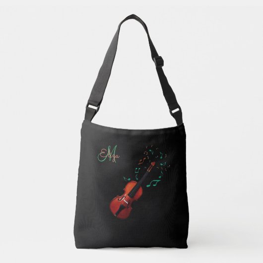 Monogram Violin en Muzieknoten Canvas tas (Voorkant)