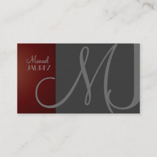 MONOGRAM VISITEKAARTJE EN RETRO/GRAY/MAROON