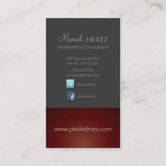 MONOGRAM VISITEKAARTJE EN RETRO/GRAY/MAROON (Achterkant)