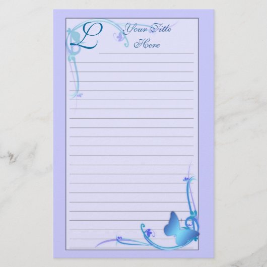 Monogram vlinderstationery briefpapier (Voorkant)