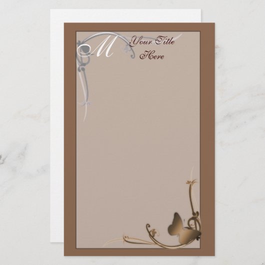 Monogram vlinderstationery briefpapier (Voorkant / Achterkant)