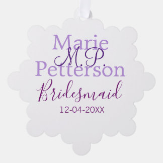 Monogram Voeg naam letter bruidsmeisje bruiloft me Ornament Kaart