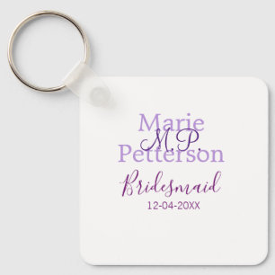 Monogram voeg naam letter bruidsmeisje bruiloft me sleutelhanger