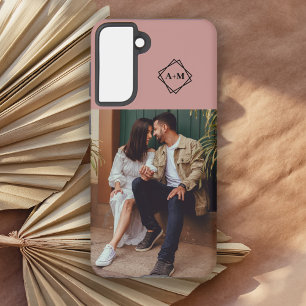 Monogram Voeg uw eigen fotoblok met zwarte kleuren Samsung Galaxy Hoesje