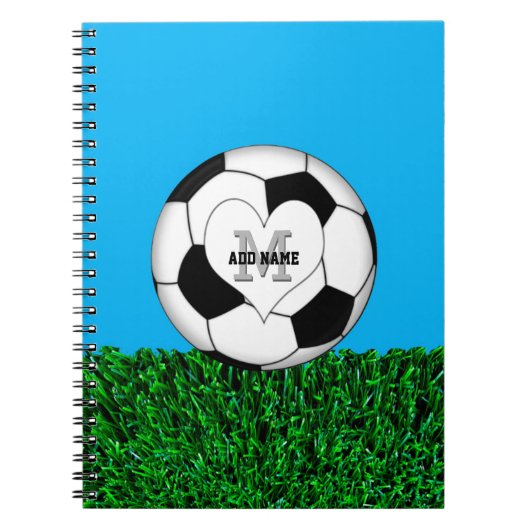 Monogram Voetbal Gepersonaliseerd Notitieboek (Voorkant)
