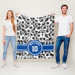 Monogram Voetbal Sport Football Aangepast blauw Fleece Deken