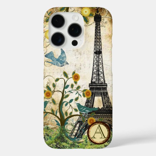 Monogram  Vogel Eiffeltoren i Case-Mate iPhone Case (Achterkant)