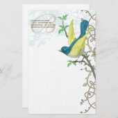 Monogram   vogel Treasurerts Briefpapier (Voorkant / Achterkant)