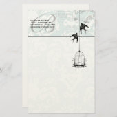 Monogram  vogelkooi met vogelpest Air Mail Briefpapier (Voorkant / Achterkant)