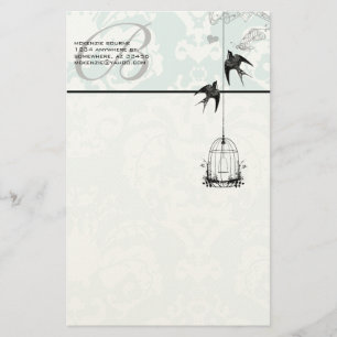 Monogram  Vogelkooi met Vogels Stationery Briefpapier