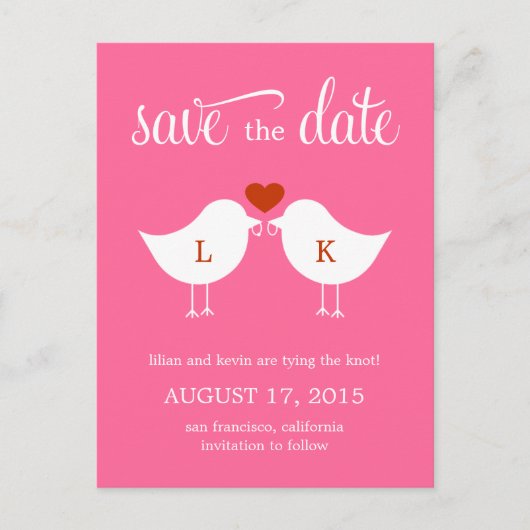 Monogram Vogels Bewaar de datum Kaart (Voorkant)