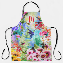 Monogram Vogels met bloemen Schort