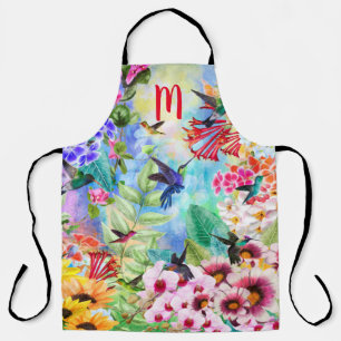 Monogram Vogels met bloemen Schort