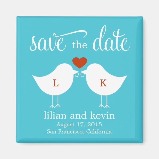 Monogram Vogels Save The Date Magnet Magneet (Voorkant)