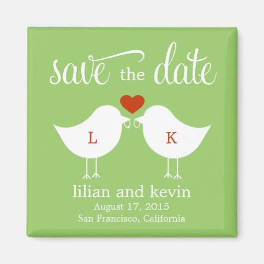 Monogram Vogels Save The Date Magnet Magneet (Voorkant)