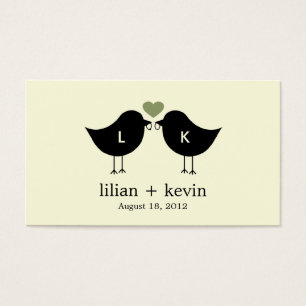 Monogram Vogels Trouwgunst Labels - Sage Visitekaartjes