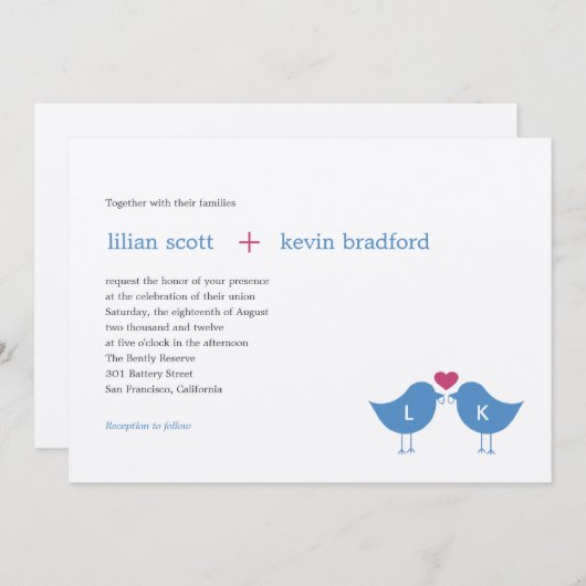 Monogram Vogels Uitnodiging (Voorkant / Achterkant)