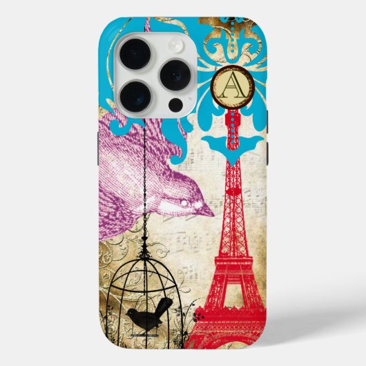 Monogram  vogelvuiltoren Damask iPhone Case-Mate iPhone Case (Achterkant)