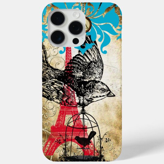 Monogram vogelvuiltoren Damask iPhone Case-Mate iPhone Case (Achterkant)