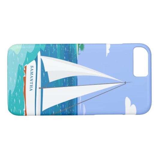 Monogram Voilier Côtier Tropical iPhone 7 Coque (Dos (Horizontal))