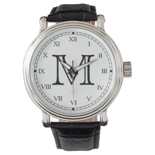 Monogram volgen met Romeinse cijfers Horloge