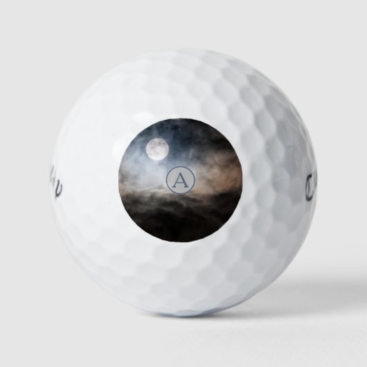 Monogram volle maan gepersonaliseerd golfballen (Voorkant)