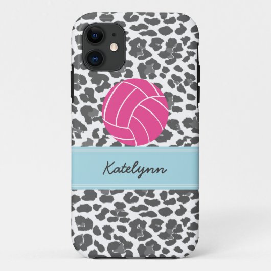 Monogram Volleyball Gray Leopard Print Case (Achterkant)