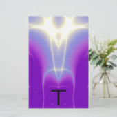 MONOGRAM VOOR abstracte PAARSE BLAUWE WITTE LICHTE Briefpapier (Staand voorkant)