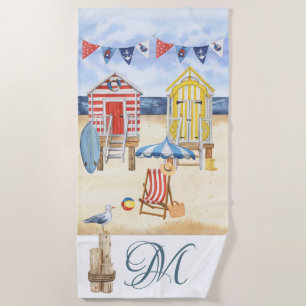 Monogram voor Beach Summer Scene Ocean Strandlaken