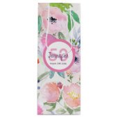Monogram voor Birthday roze florals Wijn Cadeautas (Voorkant)