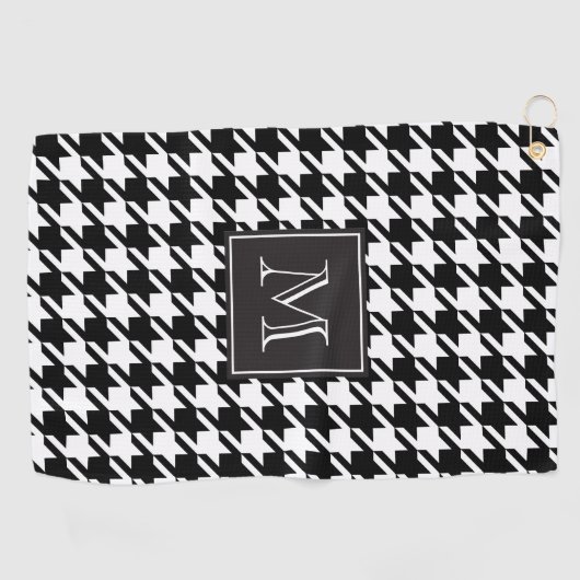 Monogram voor Black Houndstooth Golfhanddoek (Horizontaal)