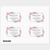 Monogram voor bloedige bruiloft met gouden rand en rechthoekige sticker (Vel)