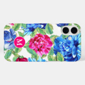 monogram voor Bright Roze en Blauwe Floral Case-Mate iPhone Case (Achterkant (horizontaal))