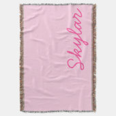 Monogram voor Bubblegumroze en hotroze aangepaste  Deken (Voorkant Verticaal)