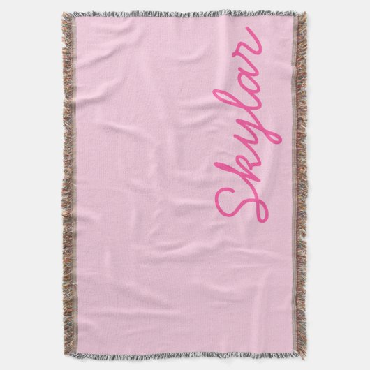 Monogram voor Bubblegumroze en hotroze aangepaste Deken (Voorkant Verticaal)