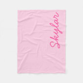Monogram voor Bubblegumroze en hotroze aangepaste  Fleece Deken (Voorkant)