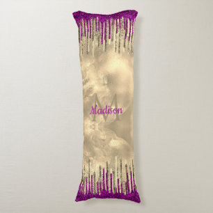 Monogram voor Chic Gold en hot-roze druppels Lichaamskussen
