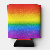 Monogram voor Chic Rainbow Glitter Stripes Blikjeskoeler (Achterkant)